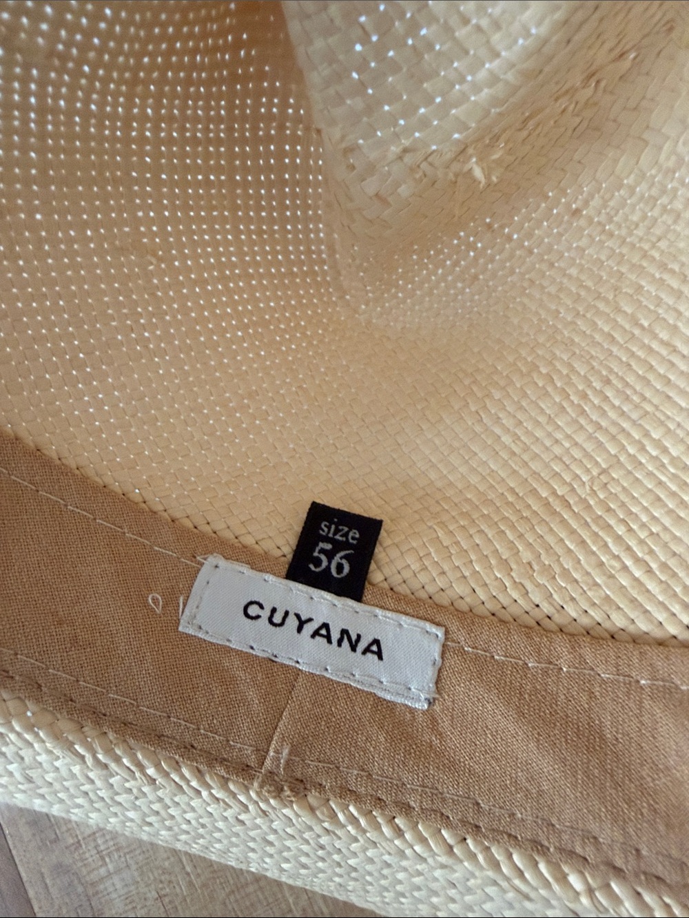 Cuyana Cream Straw Fedora with Black Ribbon size 56 - Picture 2 of 5